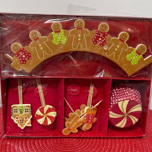 Gingerbread Cupcake Wrap Kit with Liners, Wraps and Toppers set of 48 NWT - Picture 2 of 7
